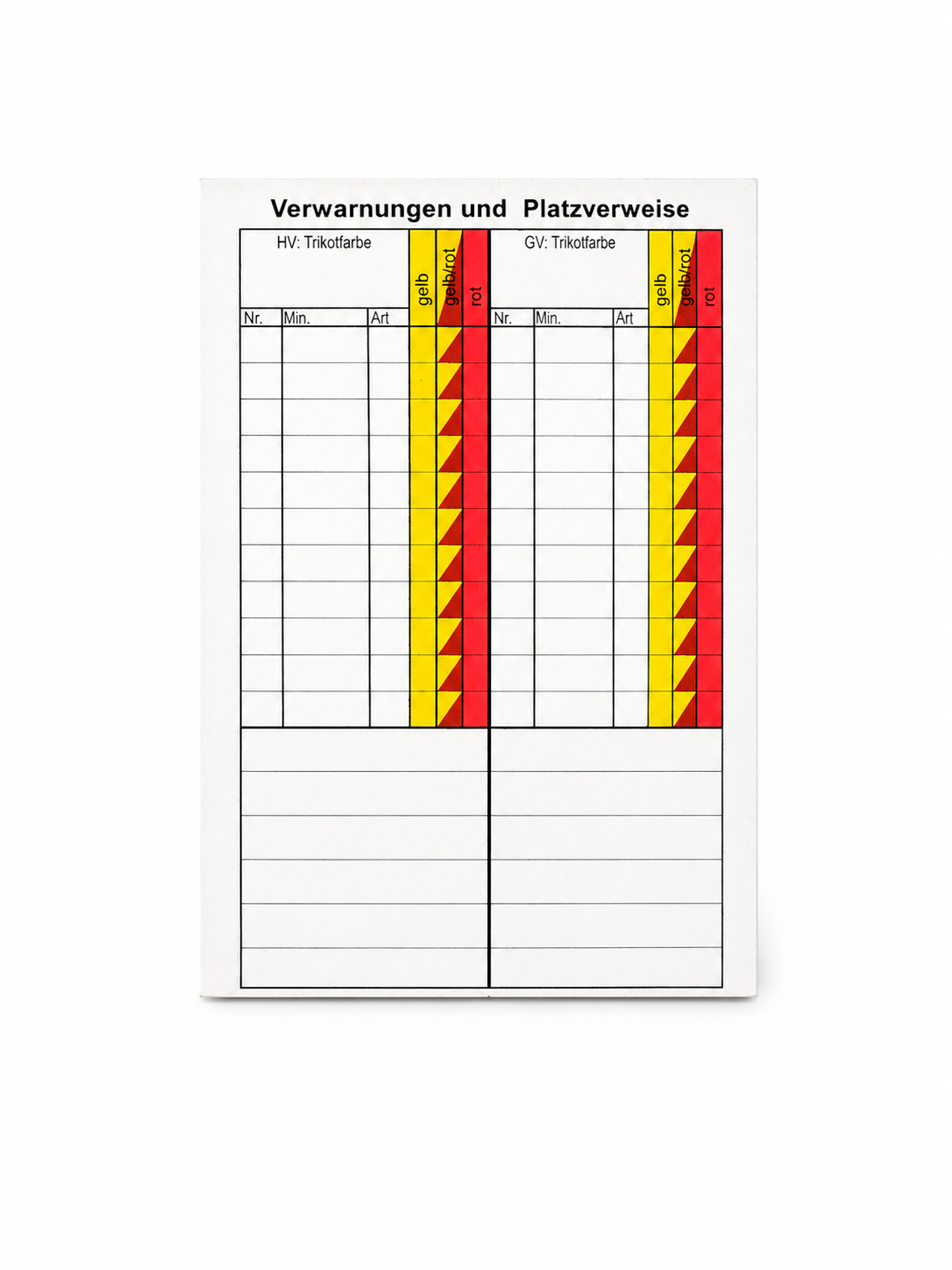 Schiedsrichter Spielnotizkarten – 50 Stück